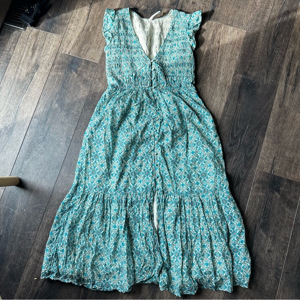 Anthropologie Floral V-Neck Midi Dress size Med - Picture 4 of 11
